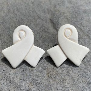 HOPE White ribbon earrings domestic violence abuse support lightweight